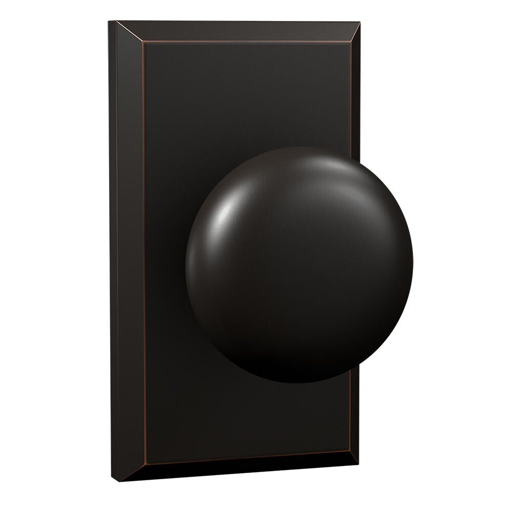 Passage Large Rectangular Rosette with Classic Round Knob in Oil Rubbed Bronze