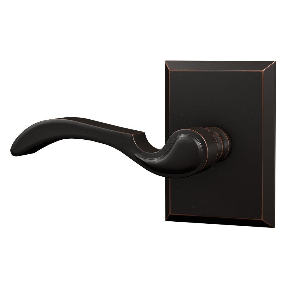 Privacy Rectangular Rosette with Left Handed Traditional Lever in Oil Rubbed Bronze