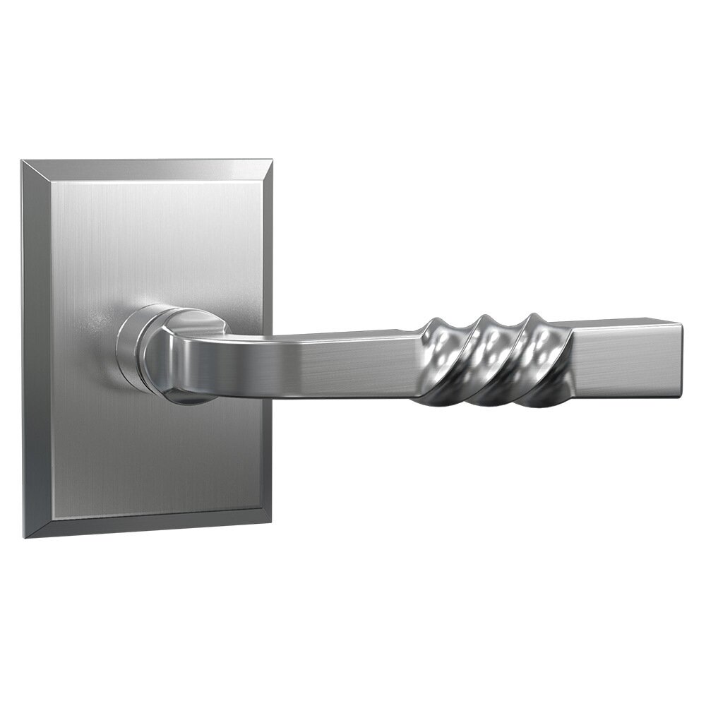 Privacy Rectangular Rosette with Twist Lever in Satin Nickel