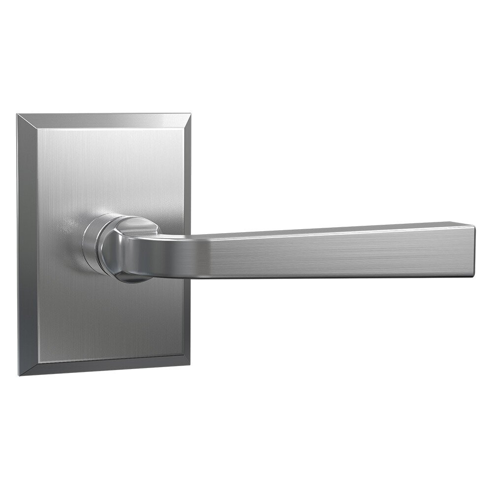 Privacy Rectangular Rosette with Straight Traditional Lever in Satin Nickel