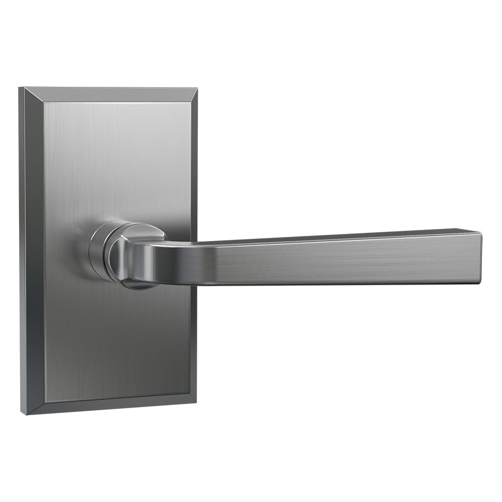 Passage Large Rectangular Rosette with Straight Traditional Lever in Satin Nickel