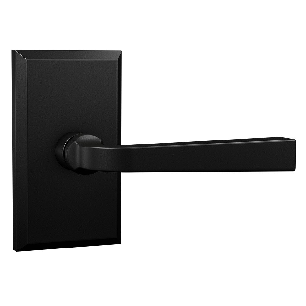 Privacy Large Rectangular Rosette with Straight Traditional Lever in Black