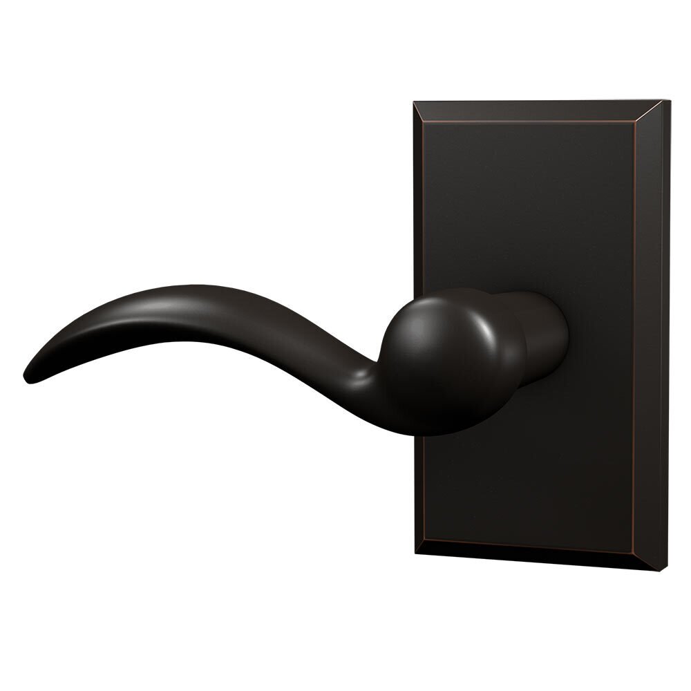 Passage Large Rectangular Rosette with Left Handed Traditional Curved Lever in Oil Rubbed Bronze