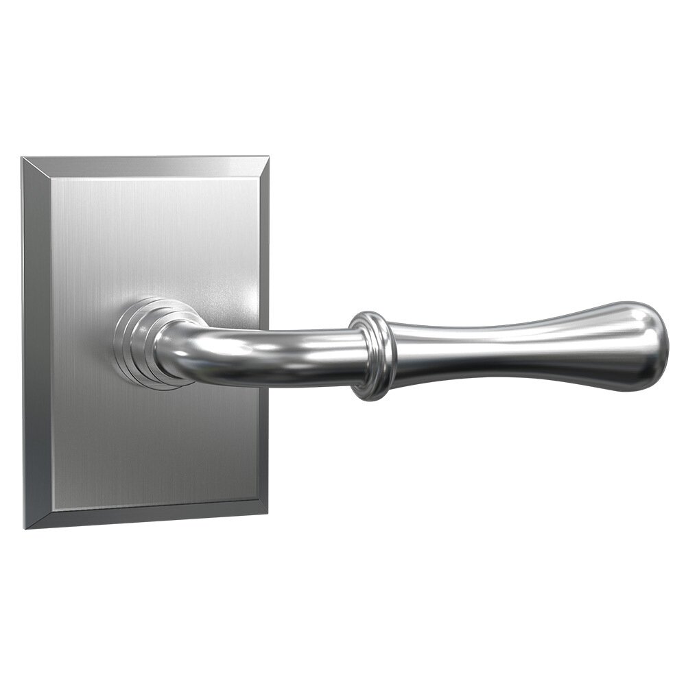 Privacy Rectangular Rosette with Vintage Lever in Satin Nickel