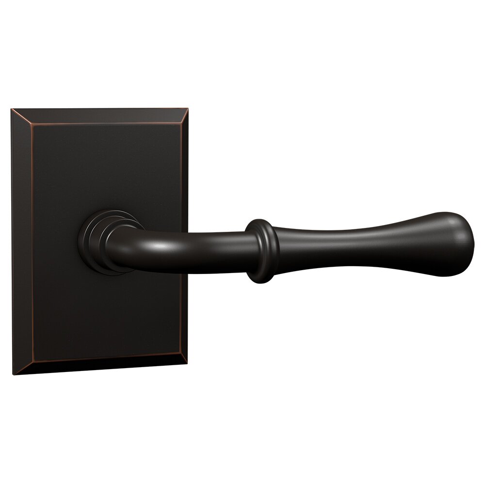 Passage Large Rectangular Rosette with Vintage Lever in Oil Rubbed Bronze
