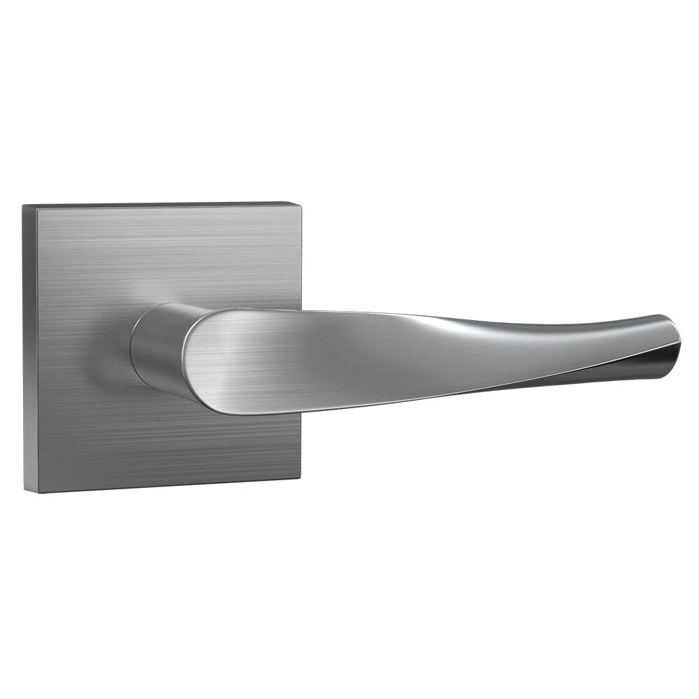 Passage Contemporary Square Rosette with Right Handed Smooth Twist Lever in Satin Nickel
