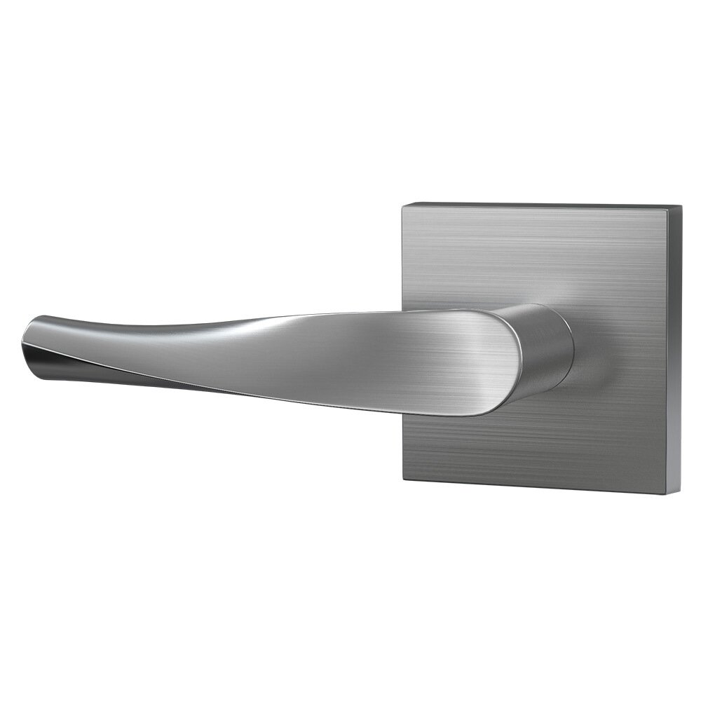 Privacy Contemporary Square Rosette with Left Handed Smooth Twist Lever in Satin Nickel