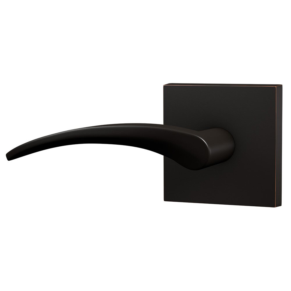 Passage Contemporary Round Rosette with Left Handed Contemporary Curved Lever in Oil Rubbed Bronze