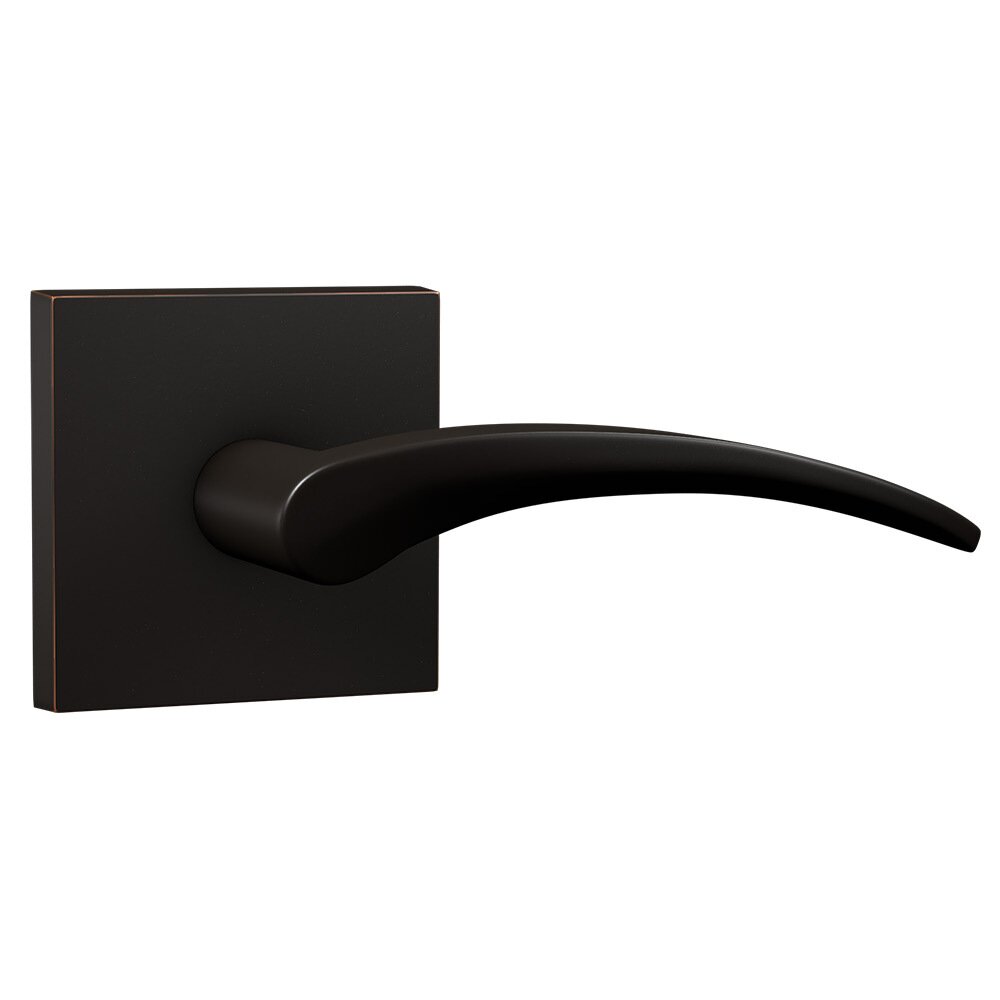 Passage Contemporary Round Rosette with Right Handed Contemporary Curved Lever in Oil Rubbed Bronze