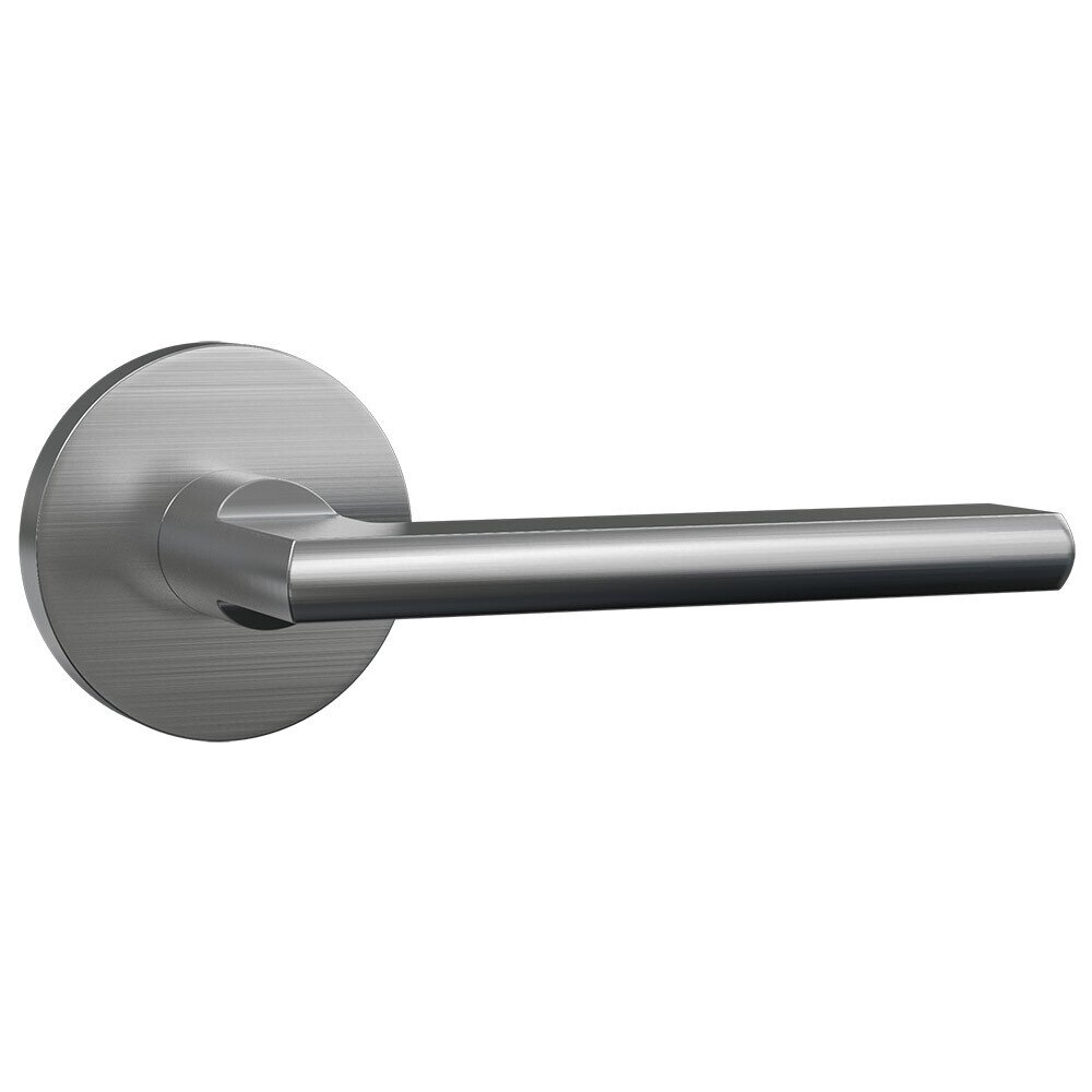 Passage Contemporary Round Rosette with Sleek Lever in Satin Nickel