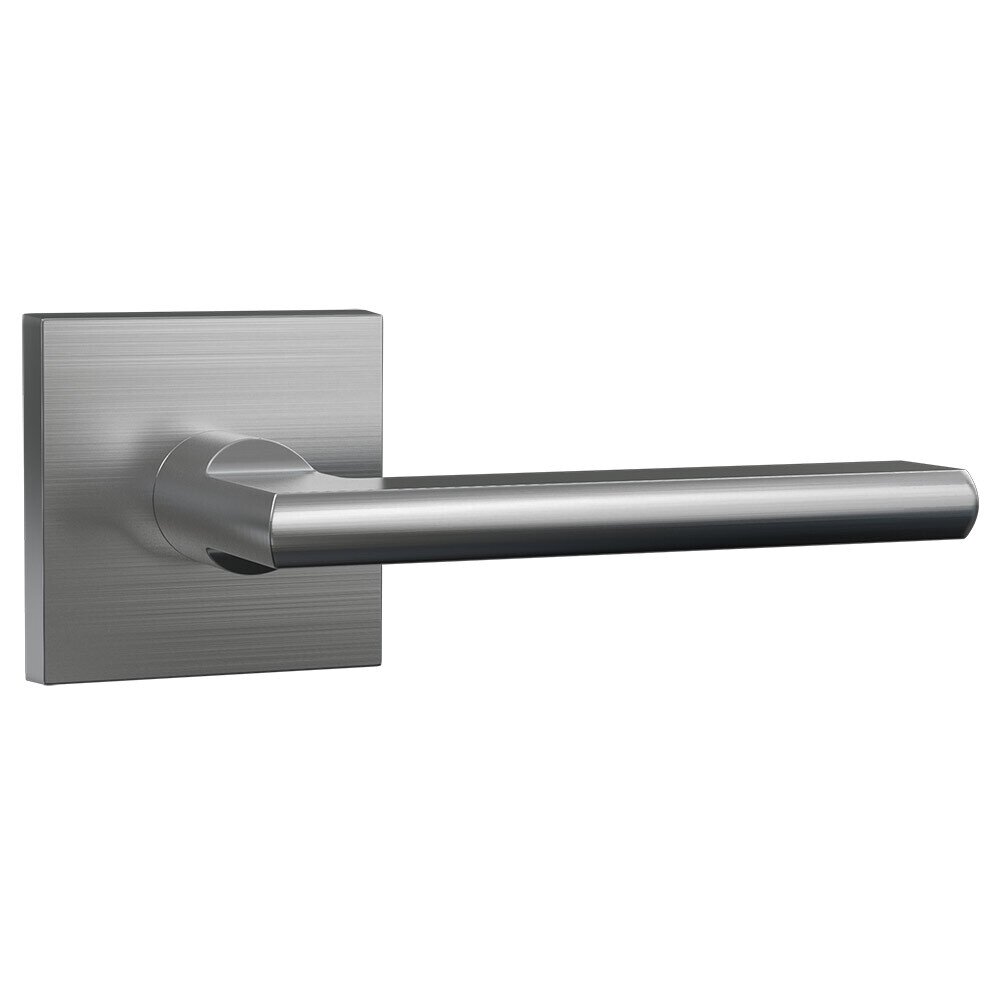Passage Contemporary Square Rosette with Sleek Lever in Satin Nickel