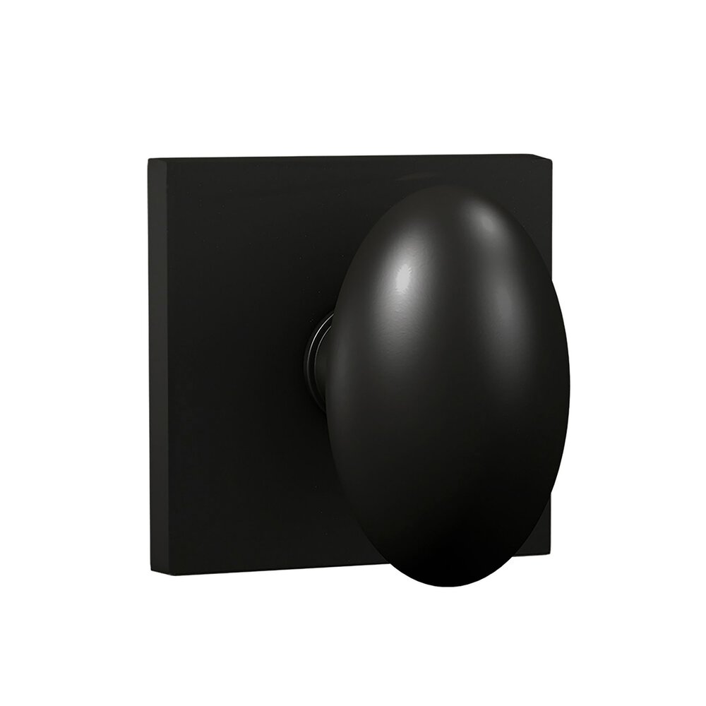 Privacy Oxford 905-7 Egg Knob with Square Trim in Matte Black