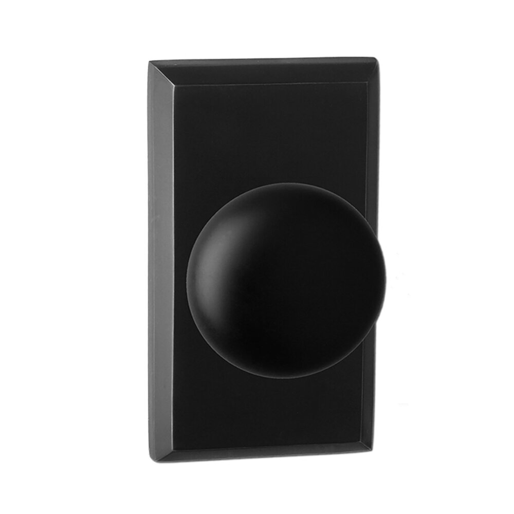 Privacy Macon 906G-1 Round Knob with Rectangle Trim in Matte Black
