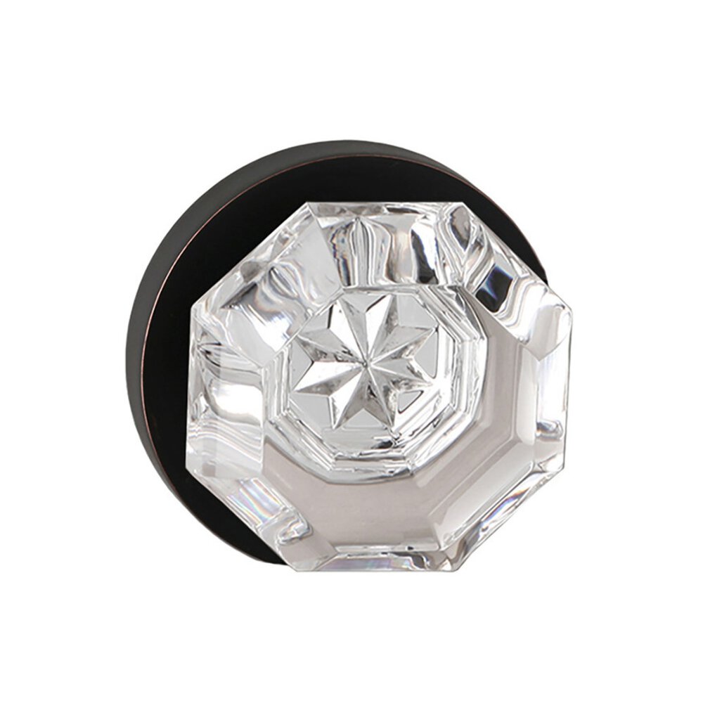 Privacy Bancroft Crystal Knob with Round Rose in Oil Rubbed Bronze