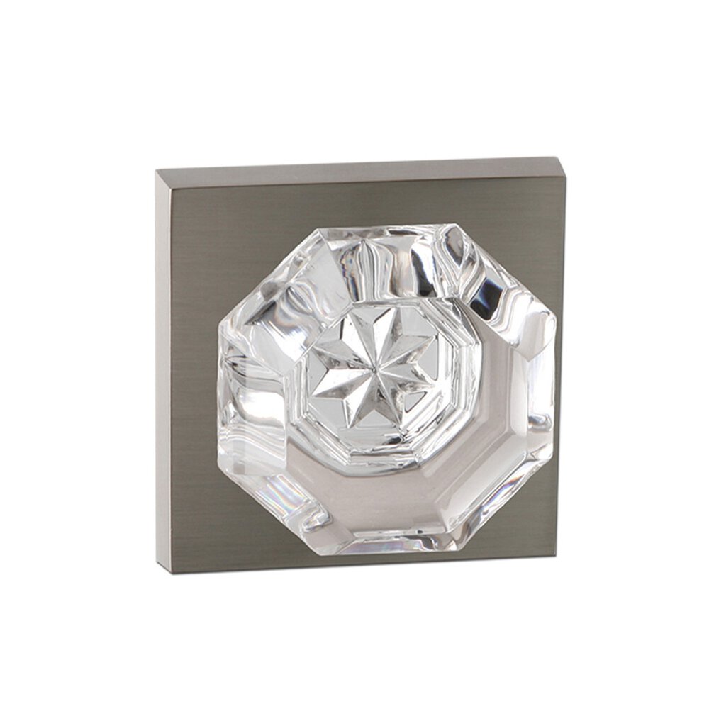Passage Bancroft Crystal Knob with Square Rose in Satin Nickel
