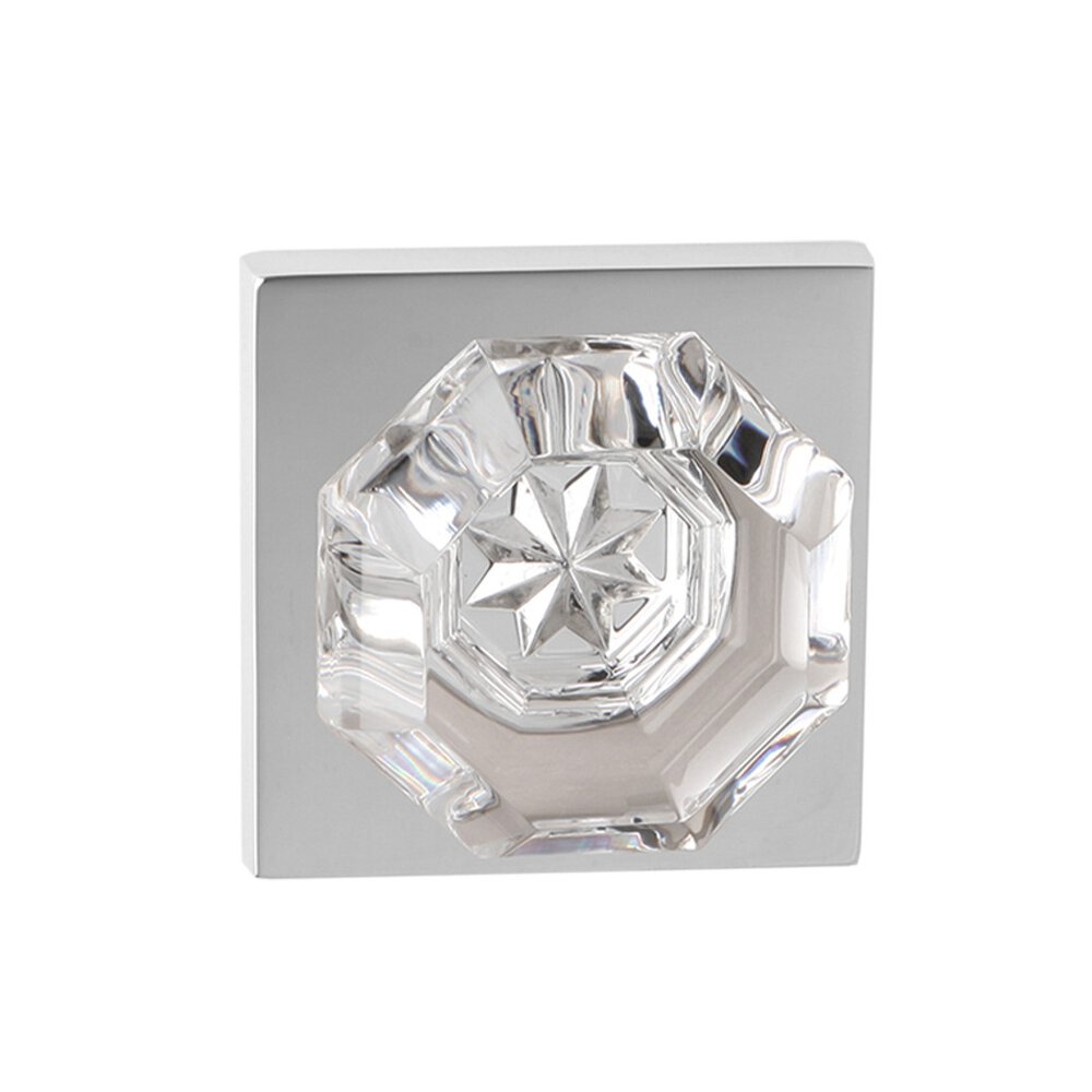 Single Dummy Bancroft Crystal Knob with Square Rose in Bright Chrome