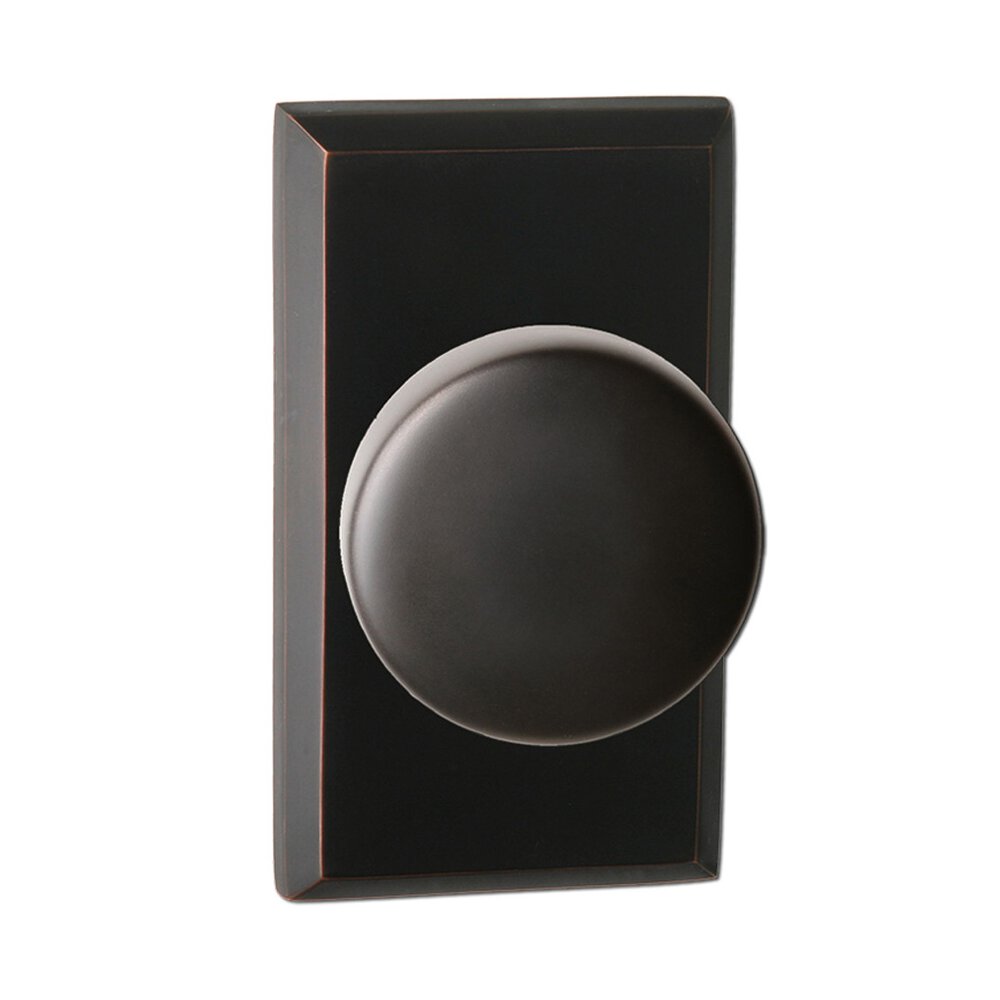 Privacy Nashville Knob with Rectangle Rose in Oil Rubbed Bronze