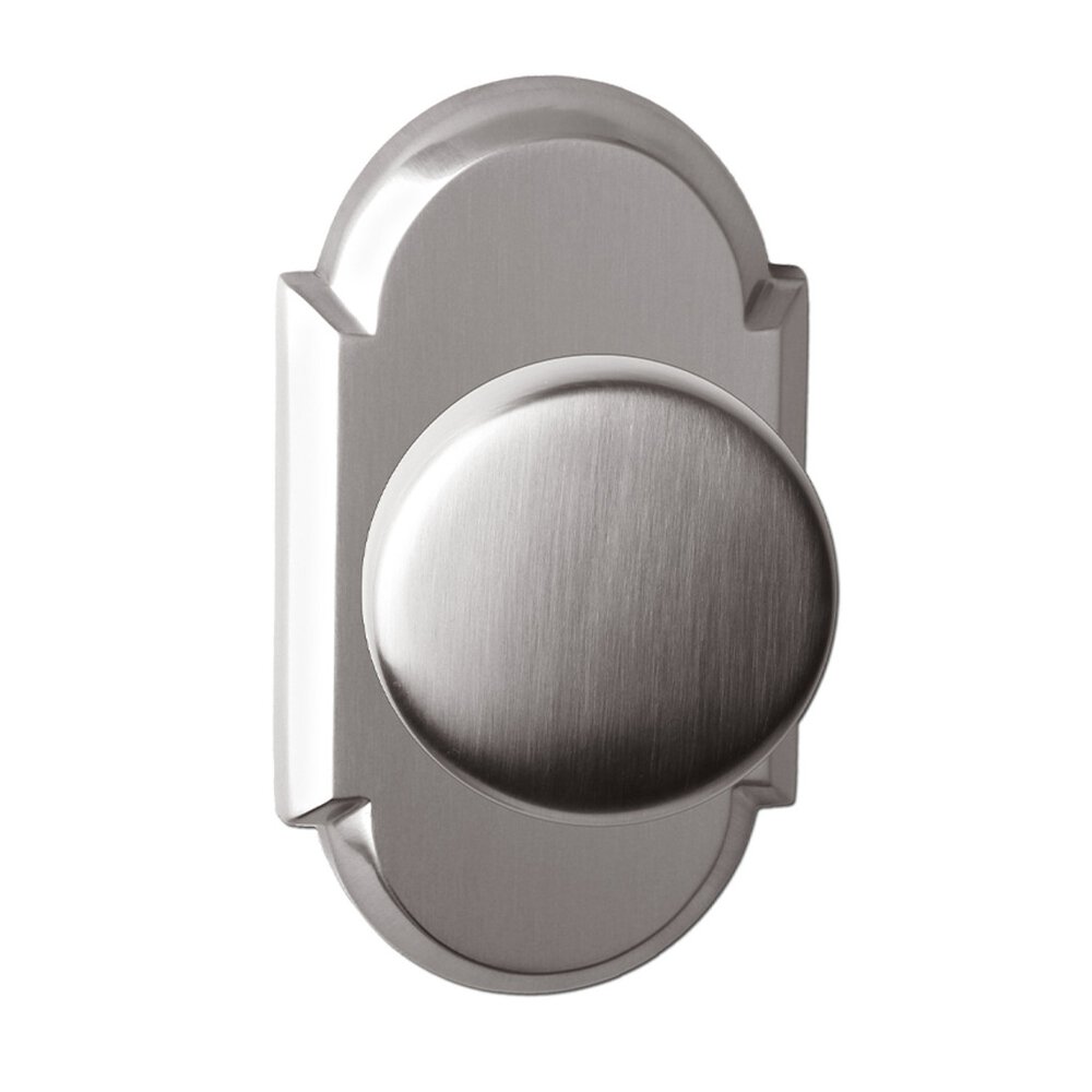 Privacy Nashville Knob with Arched Rose in Satin Nickel