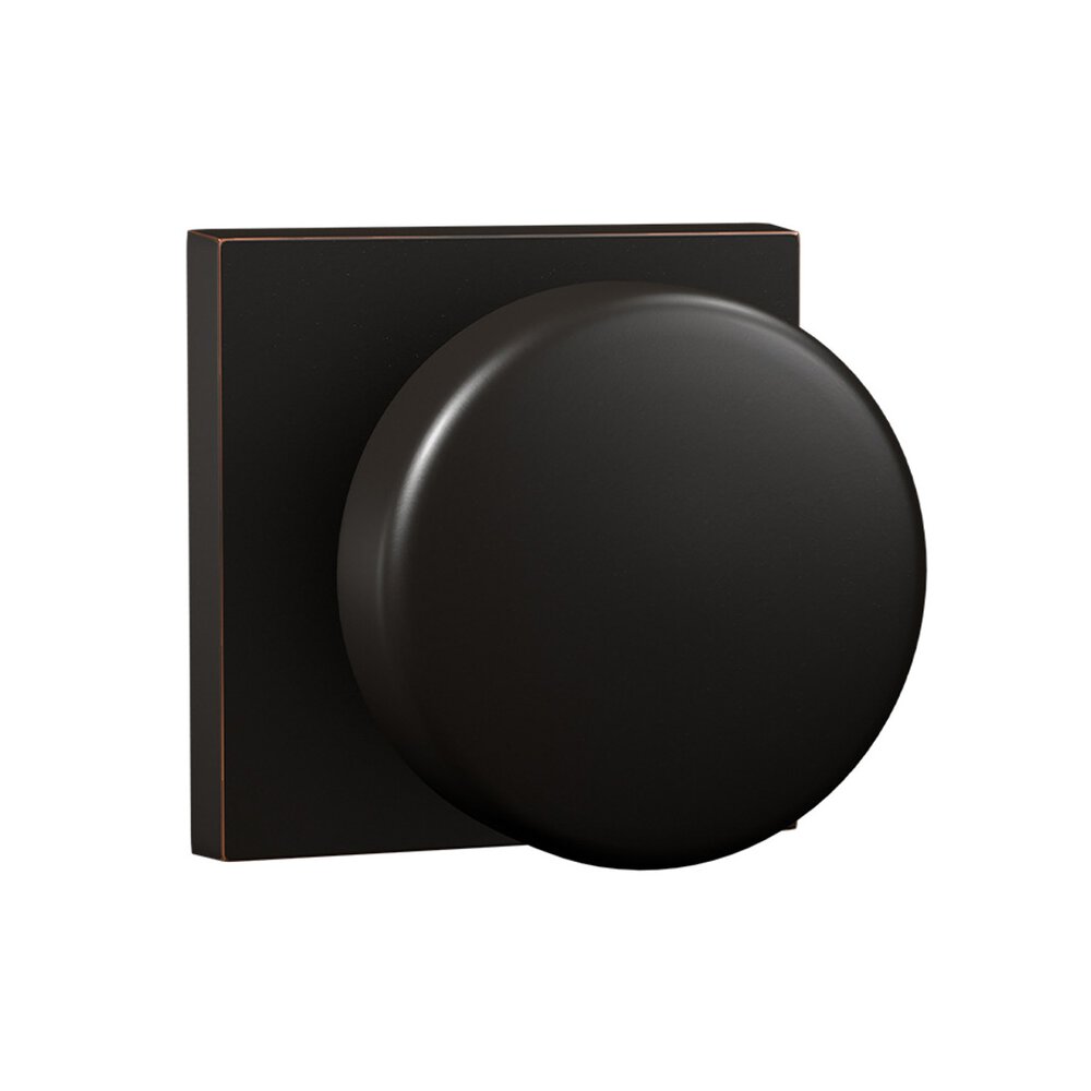 Passage Nashville Knob with Square Rose in Oil Rubbed Bronze