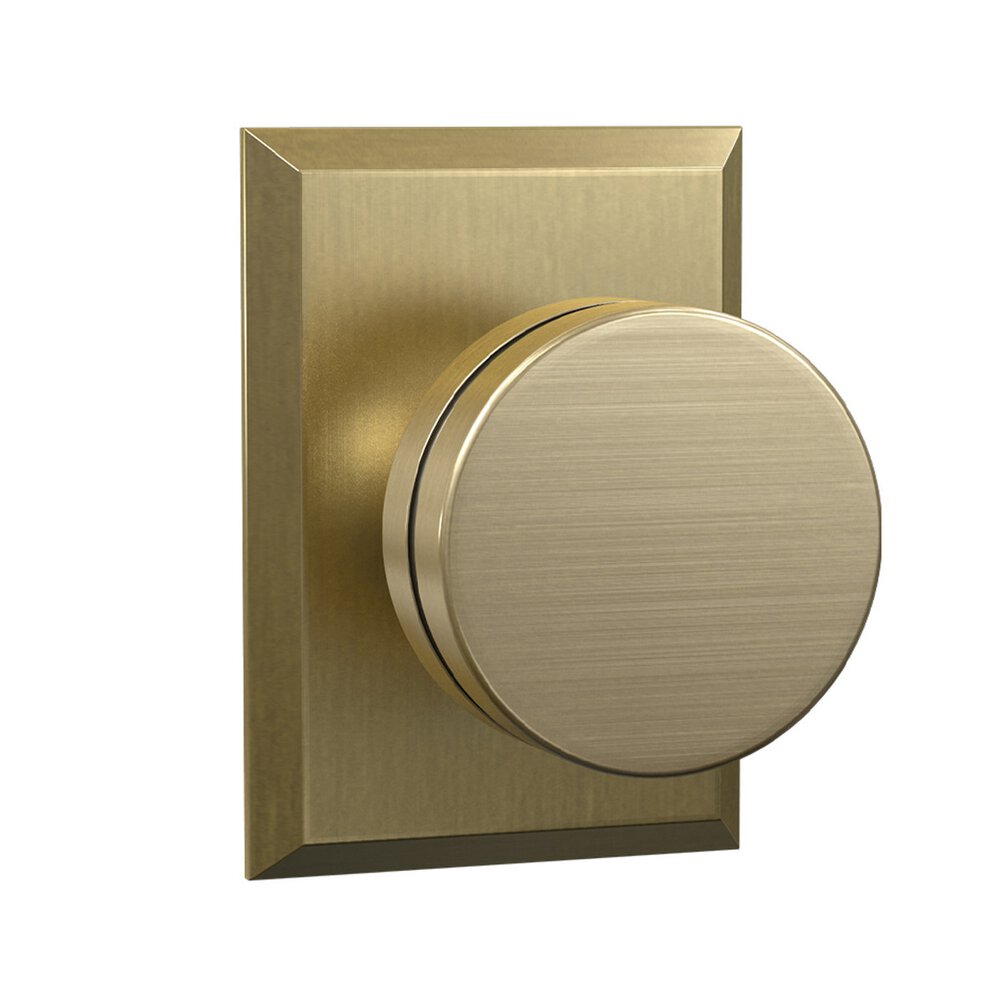 Privacy Dallas Knob with Rectangle Rose in Satin Brass