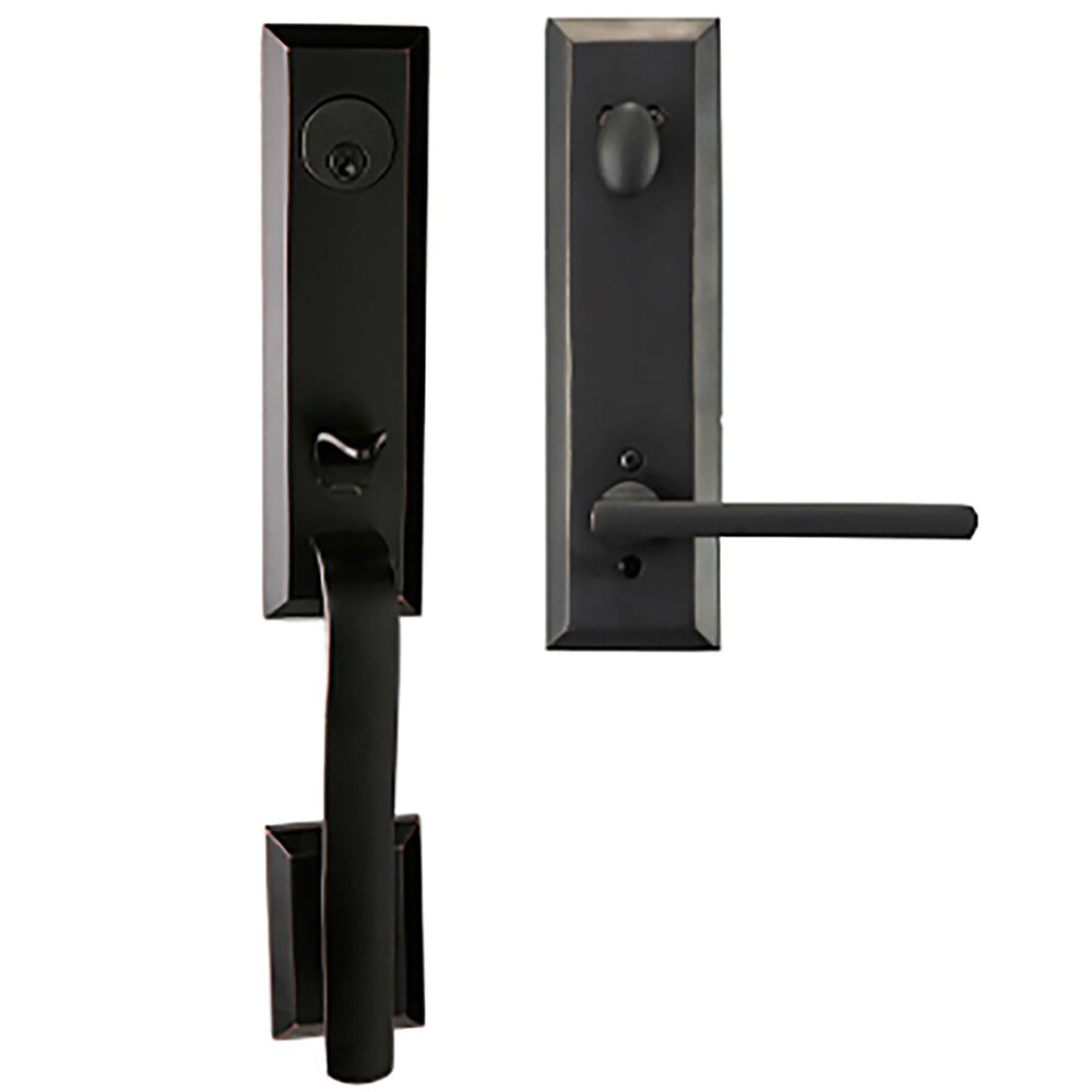 Austin Handleset With 615 Interior Plate And Left Handed 939-Charlotte Interior Lever In Oil Rubbed Bronze
