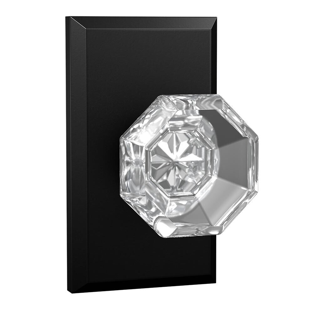 Dummy Large Rectangular Rosette with Crystal Octagon Knob in Black
