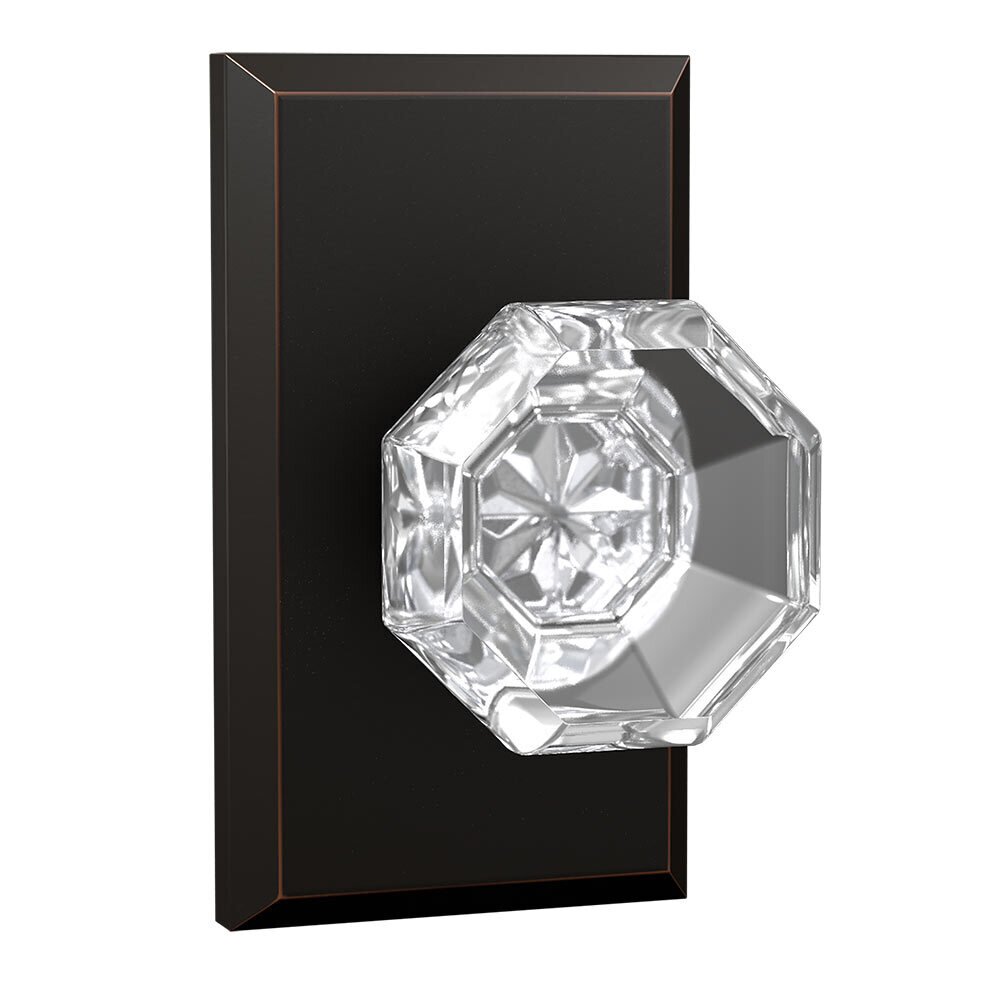 Passage Large Rectangular Rosette with Crystal Octagon Knob in Oil Rubbed Bronze