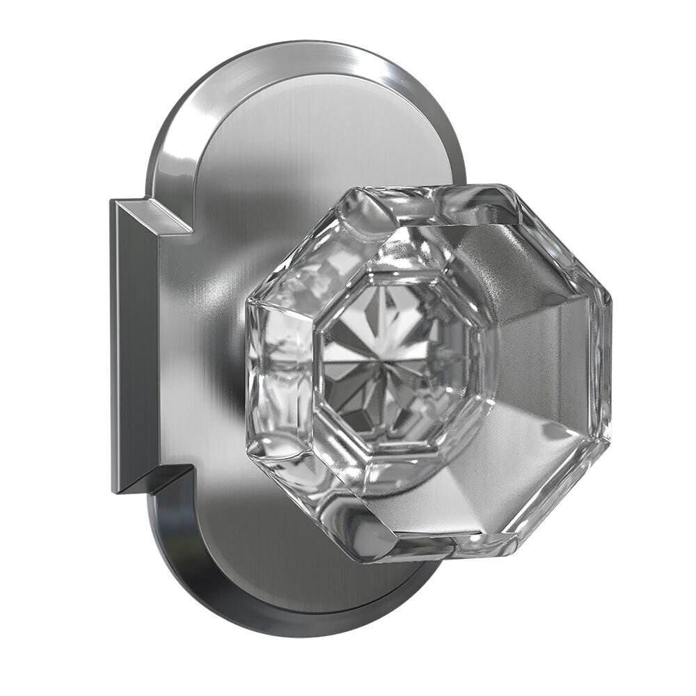 Passage Arch Rosette with Crystal Octagon Knob in Satin Nickel