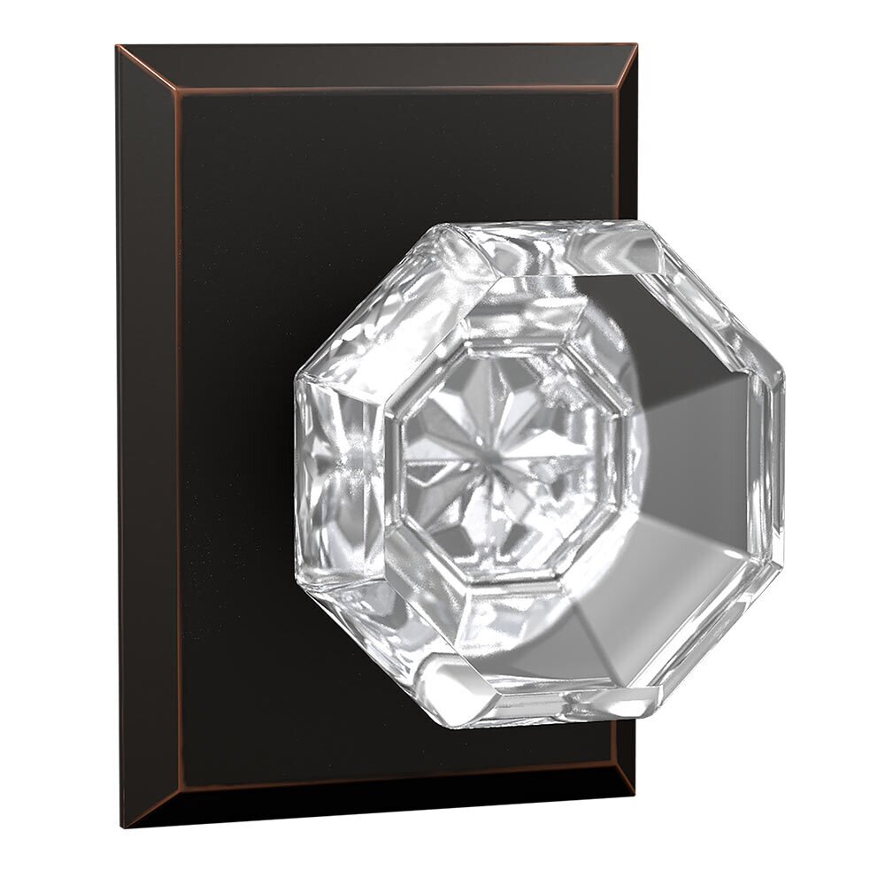 Passage Rectangular Rosette with Crystal Octagon Knob in Oil Rubbed Bronze