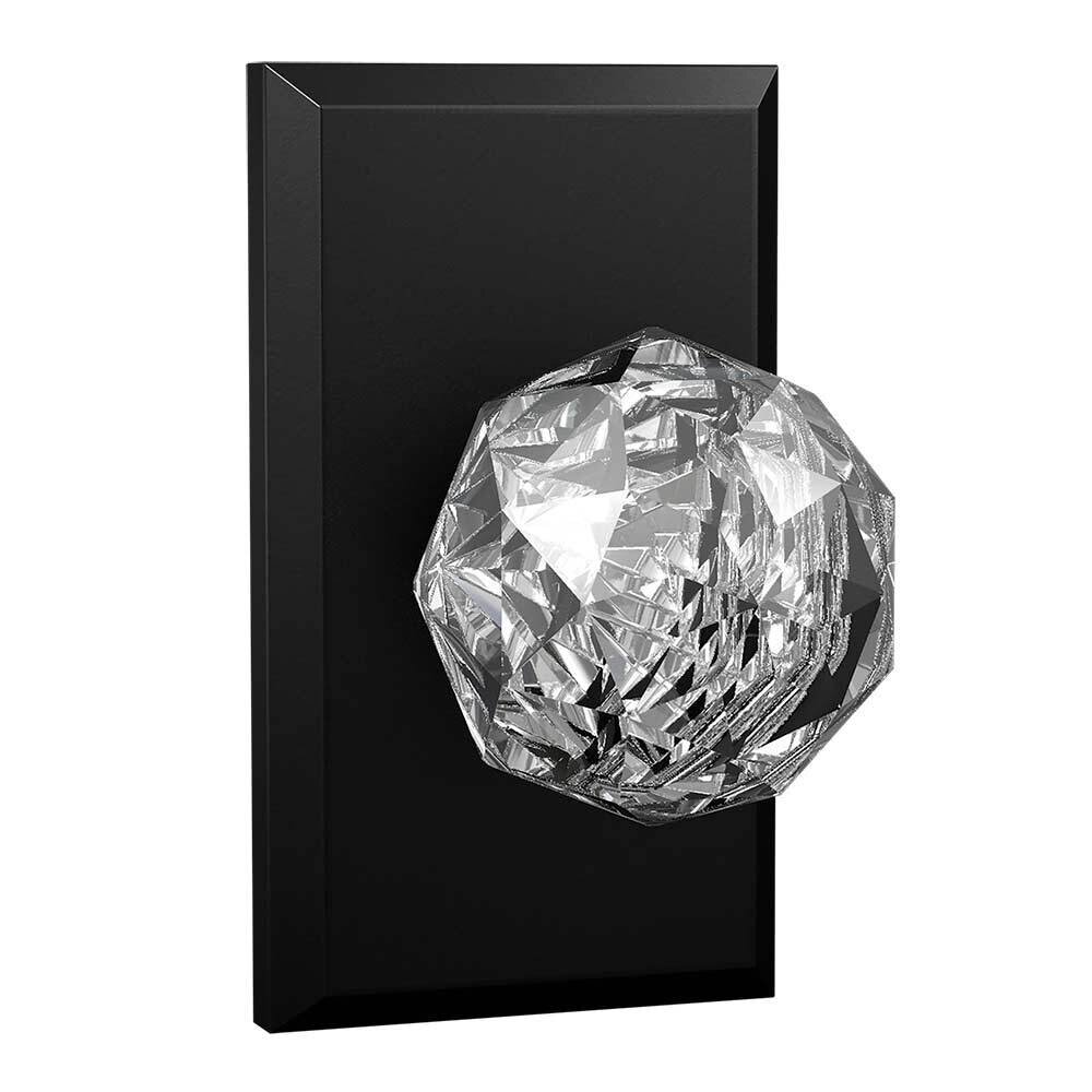 Passage Large Rectangular Rosette with Crystal Ball Knob in Black