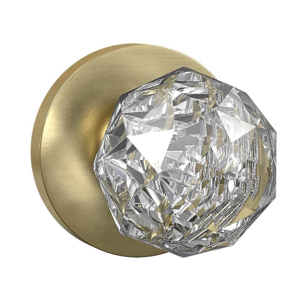 Privacy Contemporary Round Rosette with Crystal Ball Knob in Satin Brass