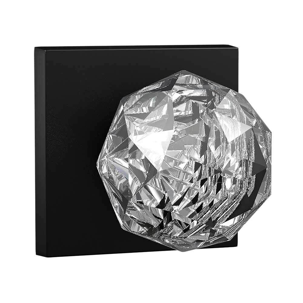 Passage Contemporary Square Rosette with Crystal Ball Knob in Black