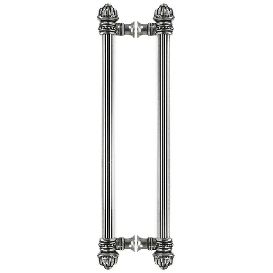 Back To Back 18" Centers Reeded Pull With Small Finial in Satin