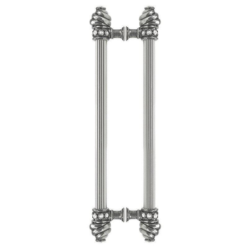 Back To Back 12" Centers Approx With 5/8" Reeded Center Long Pull With Swarovski Crystals In Oil Rubbed Bronze