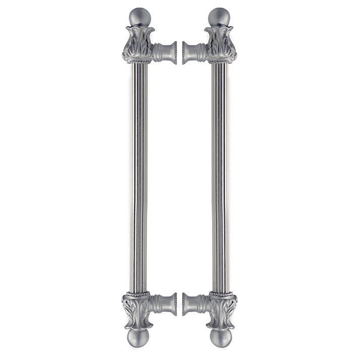 Acanthus Back To Back 9" Centers With 5/8" Reeded Center Long Pull Romanesque Style in Platinum
