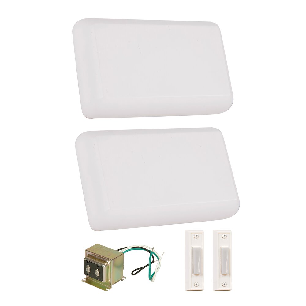 Builder 2 Chime Kit With 2 White Buttons And T1615 Transformer In White