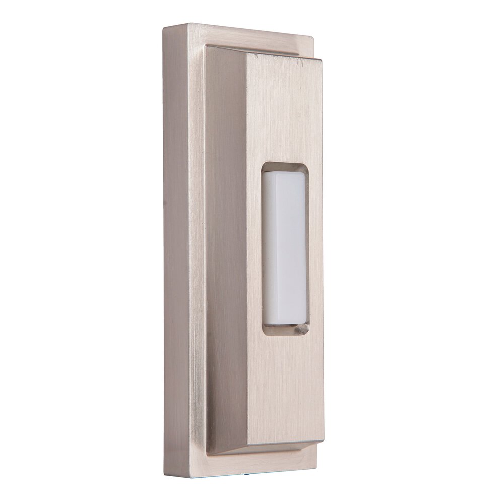 Surface Mount Lighted Push Button Door Bell With Beveled Rectangle In Brushed Polished Nickel