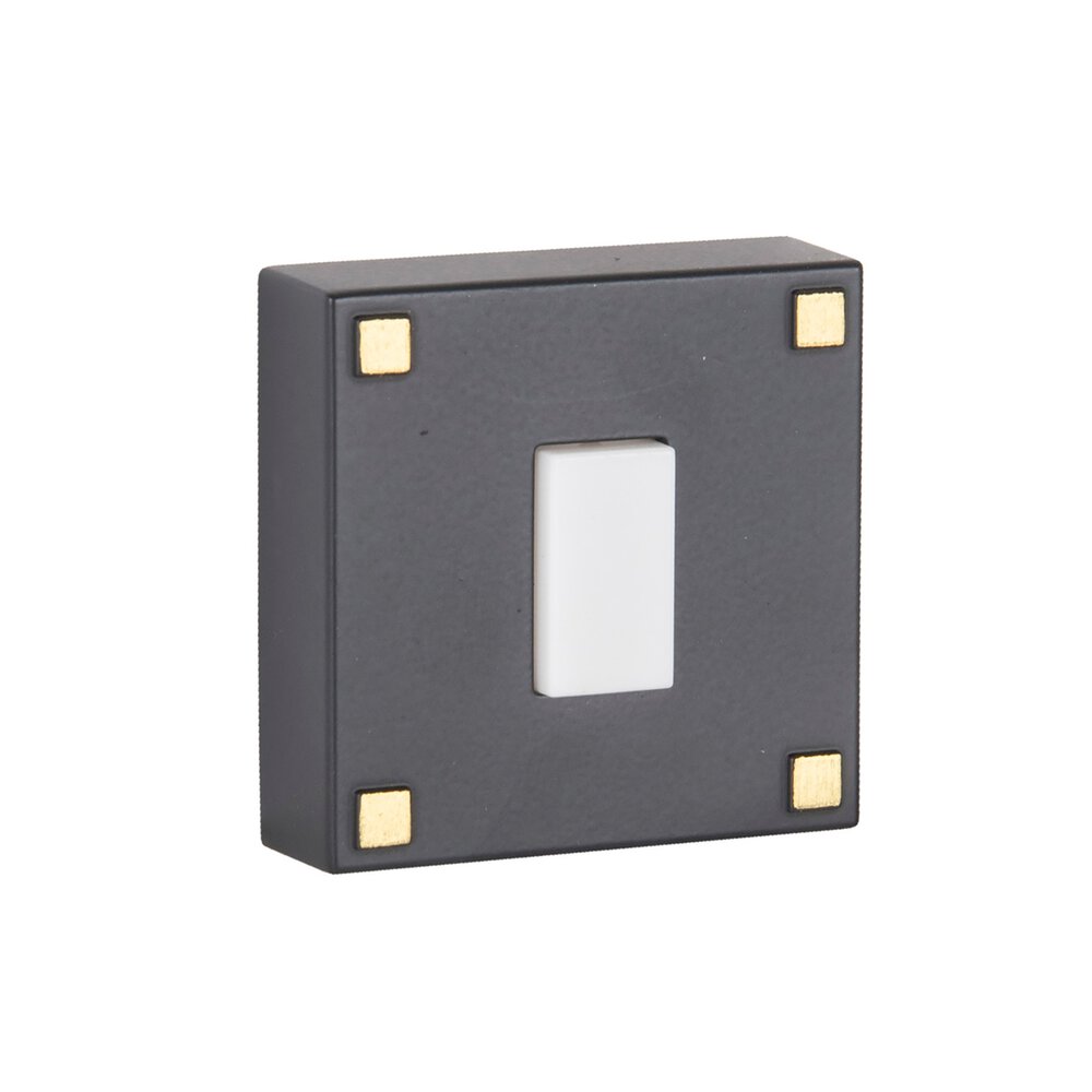 Surface Mount Lighted Push Button Door Bell In Flat Black/Satin Brass