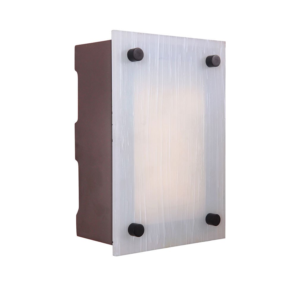 LED Industrial Rectangular Frost Striated Glass Door Chime in Aged Iron