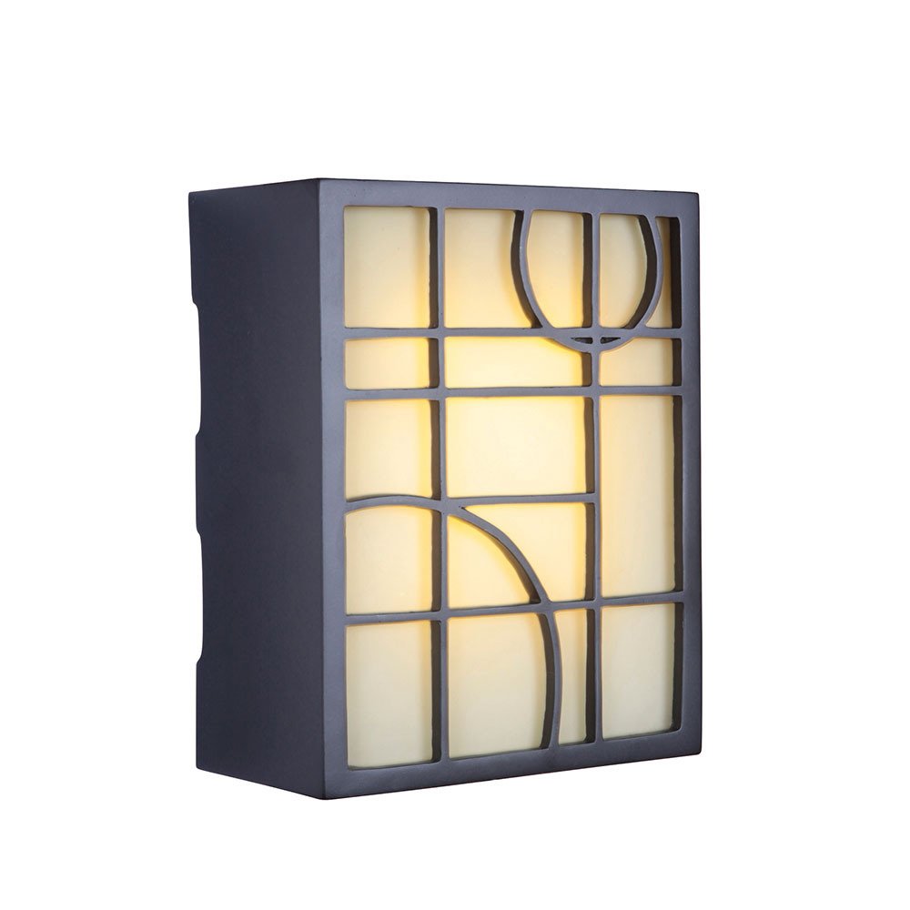 LED Hand Carved Geometric w/Frosted Glass Door Chime in Oiled Bronze
