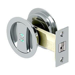 Tubular Round Privacy Pocket Door Lock in Polished Chrome