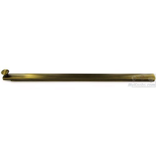 Solid Brass 12" Heavy Duty Surface Bolt with Concealed Screws in Antique Brass