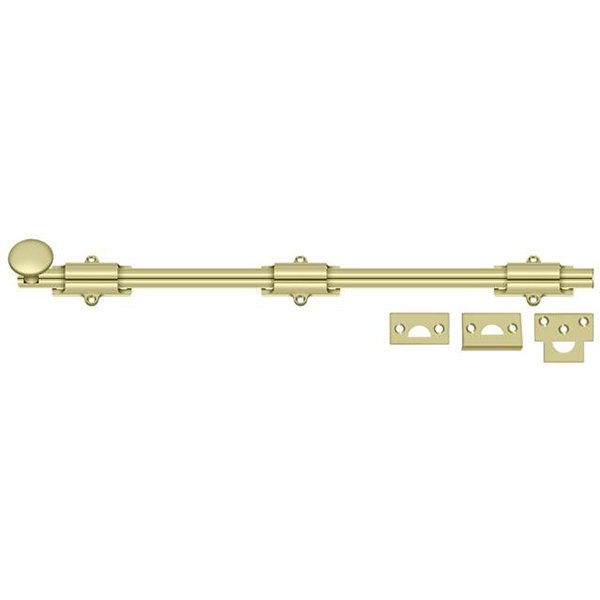 18" Surface Bolt in Unlacquered Brass