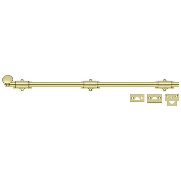 24" Surface Bolt in Unlacquered Brass