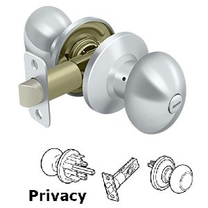 Egg Privacy Door Knob in Polished Chrome