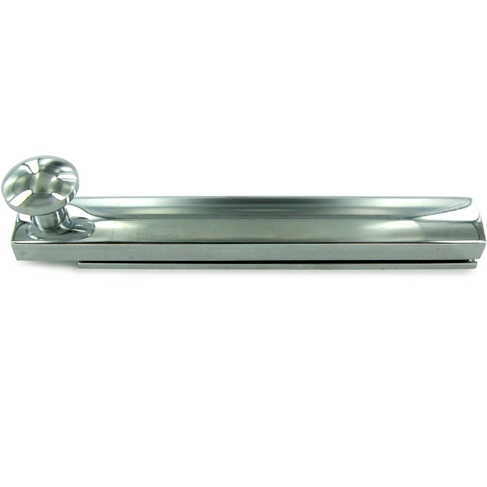 Solid Brass 4" Heavy Duty Surface Bolt with Concealed Screws in Polished Chrome
