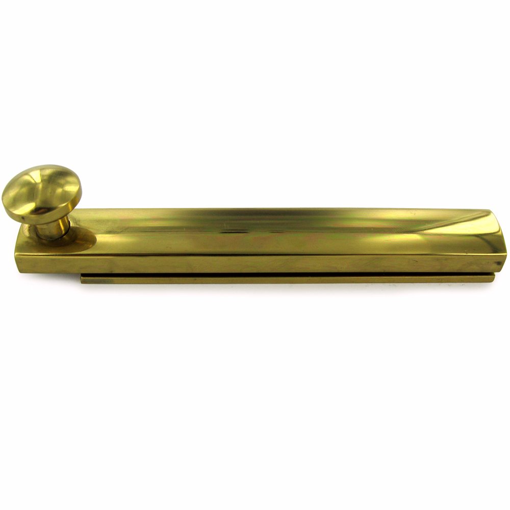 Solid Brass 4" Heavy Duty Surface Bolt with Concealed Screws in Polished Brass