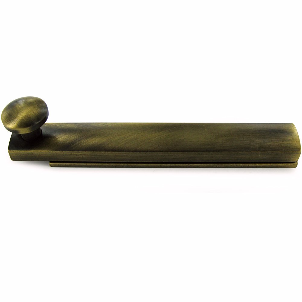 Solid Brass 4" Heavy Duty Surface Bolt with Concealed Screws in Antique Brass