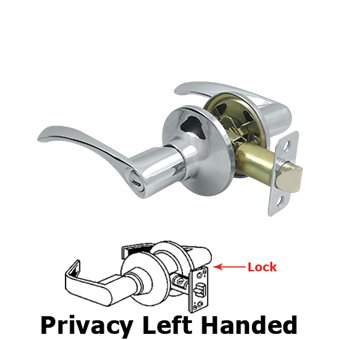 Left Handed Claremont Lever Privacy in Polished Chrome