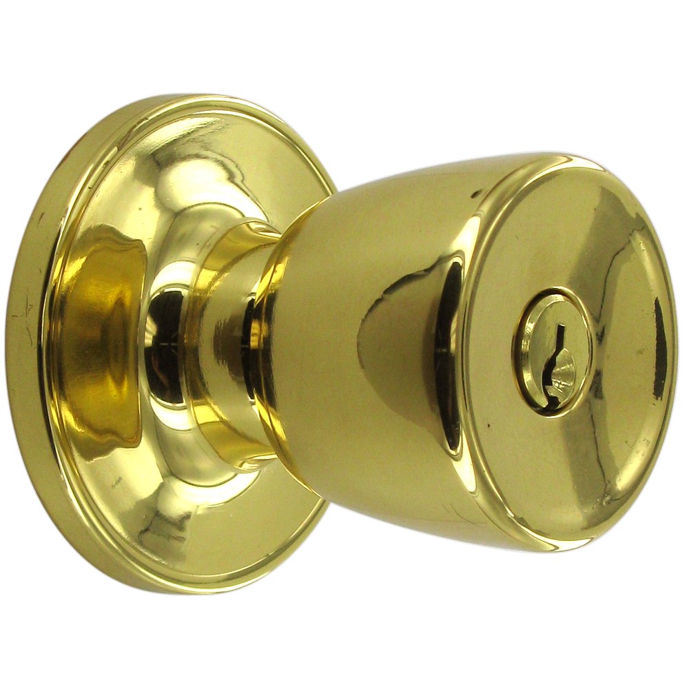 Keyed Entry Door Knob in Polished Brass